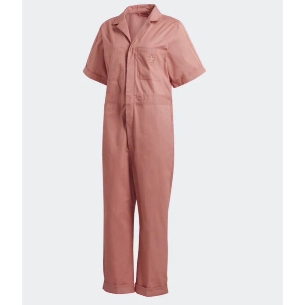 Adidas Originals Pink Cotton Short Sleeve Jumpsuit Overalls GM6687 (Women S)